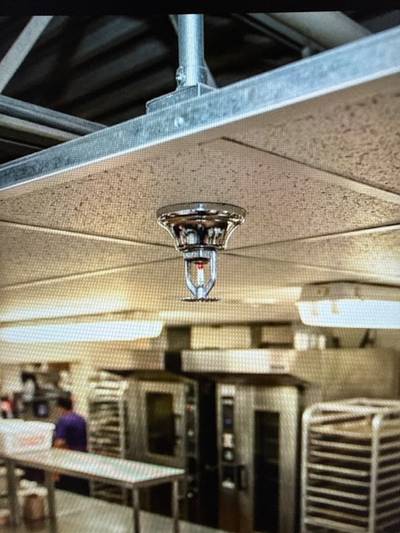 Sprinkler heads clear (≥18 in, no paint/damage)?