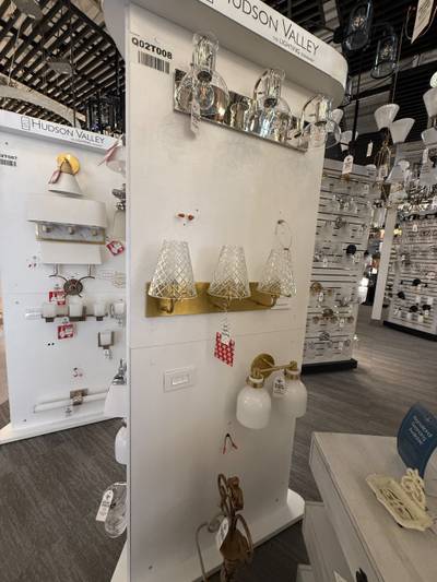 Lighting fixtures mounted on showroom display panels
