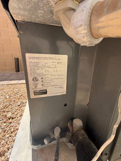 Goodman AC condenser unit nameplate label