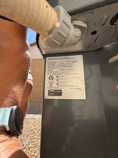 Goodman AC condenser data plate nameplate