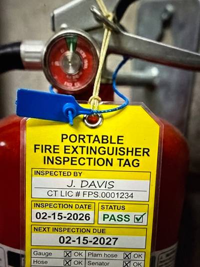 Portable extinguisher inspection — capture tag
