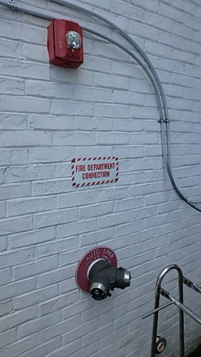 Fire department connection and alarm horn strobe